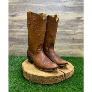 Acme Men - Size 9D - Vintage Tan Cowboy Boots Style 157 - Picture 1 of 12