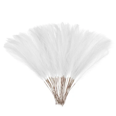 50 Pcs Faux Pampas Grass 52cm/20.5" Dried Pampas Grass Decor, White - Image 1 of 4