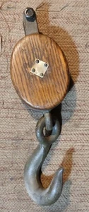 Antiker maritimer Block und Tackle Pully mit Haken - Bild 1 von 2