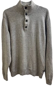 AMERICAN EAGLE OUTFITTERS Herren (L) Pullover Stehkragen grau 100% Baumwolle Knöpfe - Bild 1 von 12