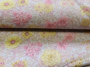 Vtg Manes Fabrics Co Yellow Pink Floral Calico Cotton Sewing Fabric 2.8yds X 45" - Picture 1 of 19