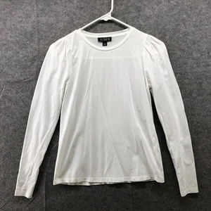 J. Crew Puff Sleeve Long Sleeve T Shirt Womens XXS White Crewneck Cotton - Picture 1 of 7