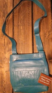 Ropin West türkisfarbene verdeckte Ledertasche. NEU mit Etikett - Bild 1 von 7