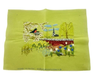Vintage Frühlingsszene Paragon Crewel fertige Handarbeit weinender Baum roter Ronin - Bild 1 von 10