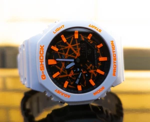 Hand-Painted Casio GShock GA2100 Mod Neon Orange - High Quality CasiOak Mods - Bild 1 von 7