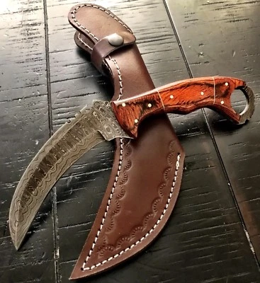 Mango de Madera 9.5" Karambit Hecho a Mano Personalizado Damasco Acero Caza Exterior CS: GO Foto 1 de 4