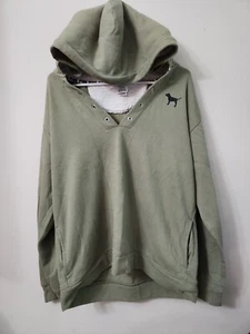 Pink Victoria Secret Womens Sweater Long-Sleeve Hooded Pullover Green - Picture 1 of 5