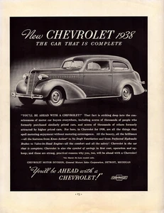 Chevrolet Car Automobile New "You'll Be Ahead with Chevy" Vintage Print Ad 1938 - Picture 1 of 4
