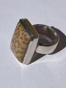 Ocean / Dalmation Jasper Sterling Silver Ring size 7 - Picture 1 of 3