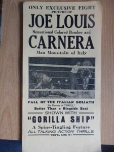 JOE LOUIS V PRIMO CARNERA - - 12 X 6 INCH - REPRODUCTION BOXING POSTER - Picture 1 of 1