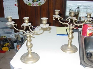 2pc.     3 candle brass plated candle holder - Picture 1 of 1