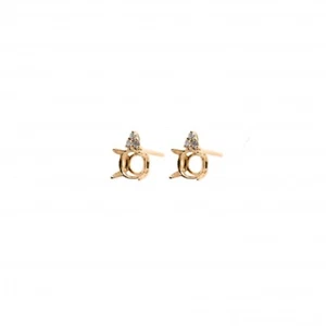 Round 6mm Earring Semi Mount In 14k Yellow Gold With Diamond Accents (50582) - Picture 1 of 4