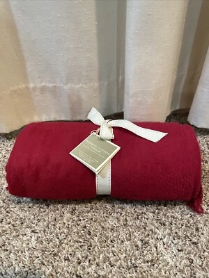 Pottery Barn Bamboo Cotton Throw Blanket 50" x 60" Red NWT - Image 1 of 2