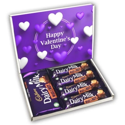 Cadburys Dairy Milk Wholenut Chocolate Bars Gift Box Valentines Gift Present - Image 1 of 3