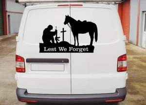 Lest We Forget Remembrance Day Sticker Poppy Soldier Patriotic Decor Vinyl Car - Picture 1 of 19