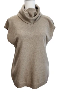 POLO Ralph Lauren Sleeveless Beige 100% Cashmere Turtleneck Pullover Medium - Picture 1 of 11