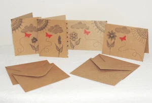 Set of 4 Whimsical Zen Doodle Butterfly Garden Blank Note Cards With Envelopes - Picture 1 of 5