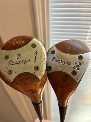 VINTAGE MacGregor Persimmon Golf Club 1 & 2 Wood Steel 44.5 inches Both Righty - Image 1 of 4