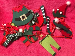 "Juego de 2 guirnaldas de tela de fieltro de elfo de Navidad cada una mide 120"" de largo!" ¡NUEVO! - Imagen 1 de 3