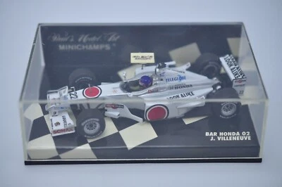 Minichamps PMA 1:43 BAR Honda 02 F1 J.Villeneuve Excellent W/Plastic Case - Image 1 of 4