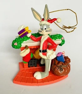 Vintage LOONEY TUNES Christmas ORNAMENT – BUGS BUNNY Next to Fireplace – MATRIX - Picture 1 of 4