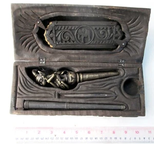 VERZIERT 3 Abschnitte Bronze Tattoo Nadel & Bambus buddhistisches Sutra Hanuman Design - Bild 1 von 7