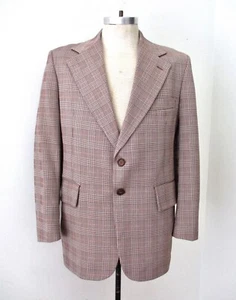 Vintage 70s Superfly Sears Brown Rust Plaid Poly Knit Disco Pimp Blazer Jacket 42 - Bild 1 von 8