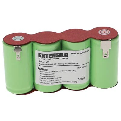 EXTENSILO Batterie pour Gardena Accu75 (8802-20) Accu75 (8818) 3600mAh 4,8V