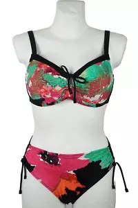 Charmline Bikini Größe 38 D Cup Bademode Schwarz Mehrfarbig Trägerbikini Bügel - Bild 1 von 5