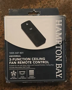 Hampton Bay 98101 Universal Basic On/Off Ceiling Fan Remote Control in Black - Picture 1 of 5