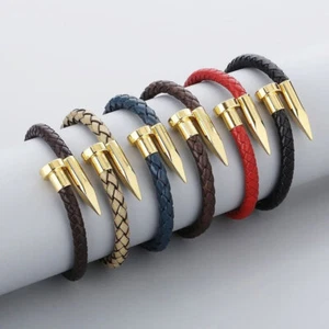 Cuerda de Cuero Moda Titanio Acero Pulsera, Lujo Pulsera Alta, Electroplaca - Imagen 1 de 9