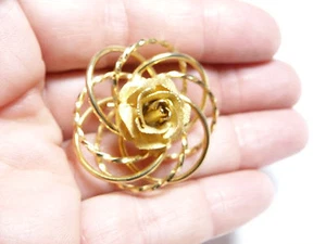 Spiral Knot Mesh Rose Gold Tone Metal Brooch Vintage Mother's day - Picture 1 of 4
