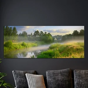 Glas-Bild Wandbilder Druck auf Glas 125x50 Sommer Sonnenaufgang Landschaft - Bild 1 von 6