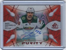 22-23 SP Game Used - MATS ZUCCARELLO #P-41 Purity Die Cut RED AUTO Card 03/49