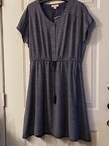 NEU Appleseed's Kleid Gr. 12 (L) Flügelärmel Kordelzug Taille marine/weiß geometrisch - Bild 1 von 11