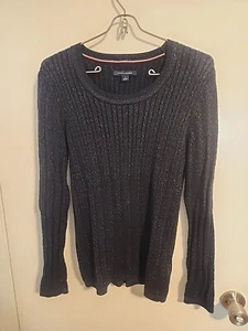 Suéter Tommy Hilfiger Medio Azul Oscuro Cuello en V Tejido Ligero NUEVO - Imagen 1 de 7