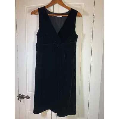 Vestido Boden Terciopelo Para Mujer EE. UU. 8 UK 12 V Cuello Ajuste y Acampanado Negro Sin Mangas LBD Foto 1 de 4