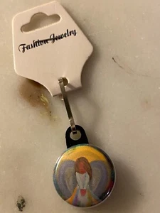 BRAND NEW 1 INCH ROUND BUTTON STYLE ZIPPER PULL LANYARD CLIP #4 ANGEL HEAVENLY - Picture 1 of 2