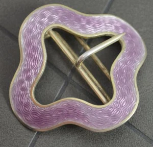 Art Deco lila guillochisch Emaille und massivsilber Krankenschwestern Gürtelschnalle - Bild 1 von 6