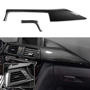 Carbon Fiber Style Console Dashboard Panel Trim Cover For BMW F30 F31 2012-2019