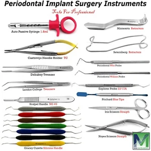 Kit de cirugía oral de implante periodontal dental 18 piezas instrumentos quirúrgicos avanzados - Imagen 1 de 15