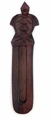Hand Carved Suar Wood Turtle Bookmark