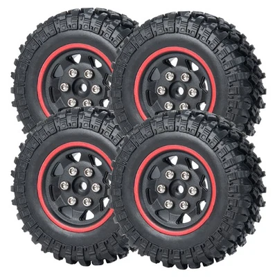 4Pack 1:24 Beadlock Tires/Wheels Rim For RC Axial SCX24 90081 00001 00002 Jimny - Image 1 of 4