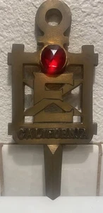 Antique California Chapter Chi Epsilon Honor Society Bronze Key Plaque Red Ruby - Picture 1 of 2