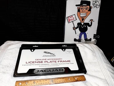JAGUAR #02C2A1175 BLACK License PLATE FRAME OEM Black Powder Coat NEW IN BOX🐈‍⬛ - Image 1 of 4