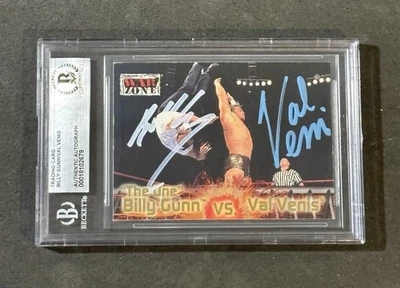 BILLY GUNN & VAL VENIS 2001 FLEER WWF RAW IS WAR SIGNED AUTOGRAPHED CARD BAS - Image 1 of 2