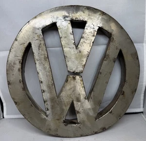 VINTAGE HANDMADE METAL VOLKSWAGEN VW WALL ART 12” DIAMETER ,MAN CAVE - Picture 1 of 3