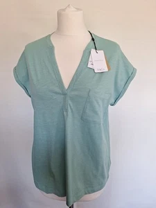 M&Co Top Size 12 Short Sleeve 100% Cotton V-neckline Tshirt Top New With Tags - Picture 1 of 12