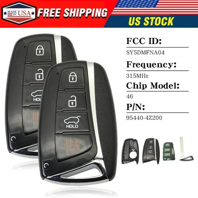 2 para HYUNDAI SANTA FE 2013 - 2018 MANDO A DISTANCIA INTELIGENTE PROXIMIDAD LLAVERO 95440-4Z200 Foto 1 de 4