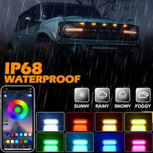 Front Grille RGB LED Light Remote APP Control For 2021-2024 Ford Bronco Badlands - Picture 1 of 9